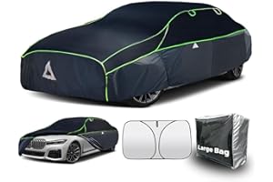 Cowtcver Hail Protection Tarpaulin Car Hail Protection Garage Waterproof Breathable Cover for Hail Sun Protection Hail Protection Full Garage for Saloon with Car Sun Visor 4.65 to 4.85 m