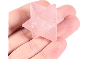 Lovionus89 Generatore di energia di meditazione sacra di protezione di cristallo Merkaba Guarigione Chakra Stella a sei punte 1 pollice, Quarzo rosa