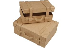 CRAFTY CAPERS 2 Mini Hand Made Paper Mache Suitcases to Decorate | Papier Mache Shapes