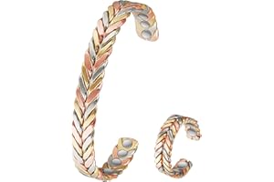 ENERCOPPEX Damen-Magnettherapie-Arthritis-Schmuckset aus reinem Kupfer, 3500 Gauss starker Magnetismus lindert effektiv Arthritis-Schmerzen, frei verstellbarer Schmuck (Armband + Ring)