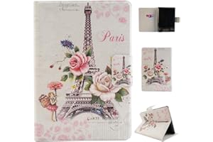 LMFULM® Case for Amazon Kindle Paperwhite (6.0 Inch) (Fits All 2012 to 2017 Versions) PU Leather Ultra Thin Hard Magnetic Case Eiffel Tower and Rose Pattern Stand Case for Kindle Paperwhite