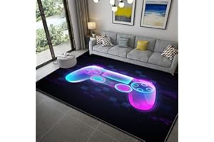 PEIHUODAN Tapis pour Enfants Manette de Jeu 3D Ado Garçon Salon Chambre Tapis Antidérapant Des Graffitis à l'aquarelle éclaboussent Gamer Console de Jeu Gaming Tapis Bébé Rampant (Violet,140 x 180 cm)