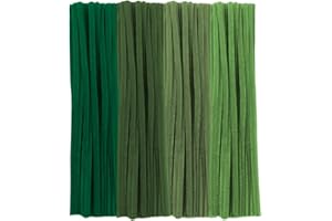 QIKAARA 100 Pieces Green Pipe Cleaners for Craft, 6 mm x 30 cm Long Pipe Cleaners, Flexible Chenille Stems Craft Supplies, Chenille Wire Bending Plush for DIY, Art Project, Decoration (4 Styles Green)