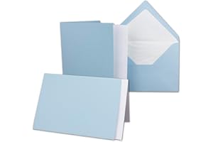 NEUSER PAPIER - 10 biglietti con buste foderate e inserto, a coste, DIN A6/C6, 10,5 x 14,8 cm, incollaggio a umido