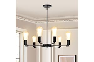 SERBASIC Sputnik Ceiling Light Ceiling Lights Fittings with E27 Base,Black Modern Chandelier for Farmhouse Kitchen Dining Room Bedroom Study Living Room(No Blub),6 Light B