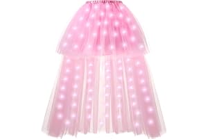 Hifot Jupe Tutu LED pour Femme, Tutu en Tulle Ballet de Danse Lumineuse Jupe Tulle Femme Danse et Ballet Déguisement Noel Halloween Accessoire - Piles Non Incluses