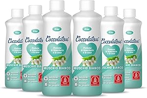 COCCOLATEVI Profumatore Bucato Muschio Bianco, 6 Confezioni da 300 ml, Essenza Bucato da utilizzare come Profumatore Bucato Lavatrice e Asciugatrice, Profumatore Casa o Detergente Pavimento