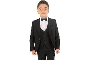 SIRRI Costumes de Mariage Slim Fit pour garçon, Ensemble Complet de 8 pièces texturées à Chevrons