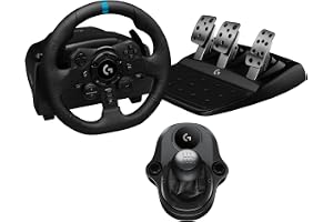 Logitech G923 Racing Wheel and Pedals for PS4 and PS5 - UAE Version & Driving Force Racing Shifter For G923, Black