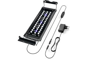 Tccbac Aquarium LED Beleuchtung Aquarium Licht, 7Watt Pflanze Aquarium Licht mit Timmer, Voll Spectrum Aquarium Lampe, Einstellbare Helligkeit, Standfuß und 2 Modi (7W für 30-50cm Aquarium)