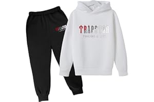 YOUPO Tute for bambini Trapstar, set da jogging giacca con cappuccio + pantaloni pantaloni, unisex con tuta stampata a lettere for l'autunno e l'inverno