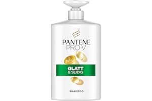 ‎PANTENE Pantene Pro-V Glatt & Seidig Shampoo 1000ml Pumpspender für Krauses, Stumpfes Haar, Reinigt Sanft, Schützt die Haarbindungen, Ohne Silikone, Mineralöle und Farbstoffe, Active Nutri-Plex-Technologie