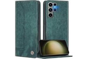 FMPCUON Funda para Samsung Galaxy S24 Ultra,Funda Libro Suave Samsung Galaxy S24 Ultra Funda con Tapa,Cubre PU Cuero Carcasa Magnético Caso Cartera Móvil Case para Samsung Galaxy S24 Ultra,Verde