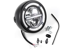 APEBAZY Faro universal para motocicleta Luces LED de circulación diurna Faro delantero redondo para motocicleta Faro para motocicleta Cafe Racer Bobber Chopper