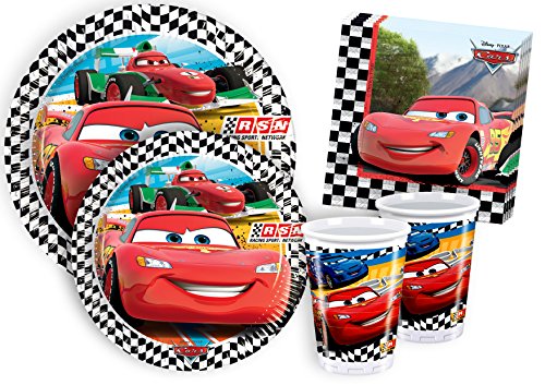 Ciao Y2498 – Kit Party Party in-Cars für 8 Personen (44 Stück: 8 Teller groß, mittelgroße 8 Teller, 8 Becher, 20 Servietten)