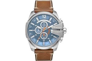 Diesel Chief Series Montre pour Homme, Mouvement chronographe avec Bracelet en Silicone, Acier Inoxydable ou Cuir