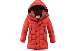 Odziezet Abrigo de Plumas Largo Niño Niña Invierno con Capucha Grueso Forro Polar 4-13 Años