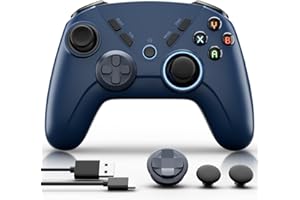 CHENGDAO Mando PC Inalámbrico，Controlador Gaming Multiplataforma con Turbo, Botones Programables, Doble Vibración, 6 Ejes, Gamepad para Windows/Switch/Steam/MacOS/Android/iOS/Smart TV/Tablet (Azul)