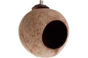 GEMINI_MALLL Gemini_mall Natural Coconut Shell Bird Nest House Bed for Pet Parrot Budgie Parakeet Cockatiel Conure Canary Finch Dove Cage Hamster Rat Gerbil Mice Cage Feeder Toy A