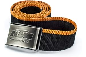 Bisomo KTM Factory Team - Cinturón con hebilla metálica (125 cm), color negro y naranja
