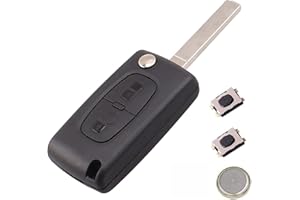 LAKAMODO Coque plip clé 2 Boutons pour Peugeot 206 207 308 3008 5008 Citroen C1 C2 C3 C4 C5 C8 Evasion CE0523 Pile sur Circuit + 2 Boutons Switch + Pile