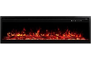 AFLAMO Royal Pro - Chimenea eléctrica LED de Pared/empotrable, Efecto de Llama Pro Realista, función de calefacción. (160x38x16)