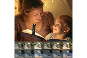 Gudemoore Lampe de Lecture Rechargeable - 4 Couleurs, 6 Perles LED à Haut Rendu Chromatique, Tête Rotable 270° - Liseuse pour Lire au Lit (Noir)