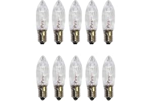 ShuoHui E10 Ersatzbirne Glühbirnen Lichter-bogen 34V AC 3W Riffelkerze Spitzkerze Warmweiß (10)