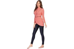 TaissBocco Costumi da Bagno Musulmani Piena Copertura Costume da Bagno Islamico 3Pcs Manica Lunga Hijab Burkini Costume da Bagno