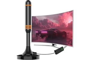 SZKALAK TV Aerial Indoor - Strong Magnetic Base Freeview Aerial for Easy Installation, Smart TV Aerial Indoor Support Freeview Aerial/4K/1080P - 16.4FT Coax Cable (Orange)