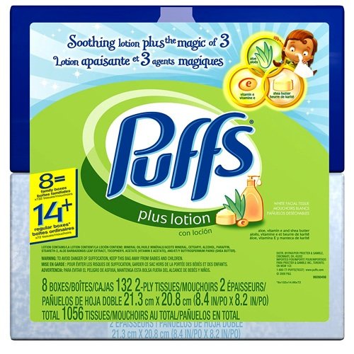Puffs Plus Tissue White Lotion 132-Count (Pack of 24)
