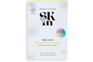 REVOLUTION SKINCARE LONDON Revolution Skin Celulozowe gąbki do twarzy, podkładki do oczyszczania twarzy, usuwa makijaż, wielokrotnego użytku, 10 sztuk
