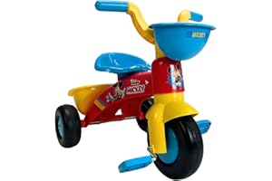Triciclo Bambini 1 2 3 Anni Mickey Mouse Baby Trico Multicolore con Pedali + Cestino Giocattoli + Maniglia Trasporto + Ruote in Plastica con Fascia in Gomma - Ufficiale Disney | INJUSA