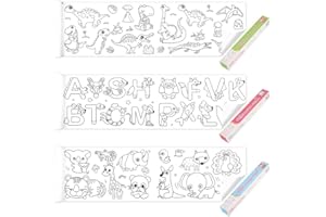 Radsocken 3Pcs Children's Drawing Roll, 3m Colouring Roll for Kids, Drawing Paper Roll,DIY Painting Color Filling Paper for Toddler Drawing, Art Sketch Painting(Animal Dinosaur Digital)