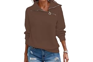 Cuptacc Damtröja, sweatshirt, höst, kvarter, dragkedja, långärmad ståkrage, pullover, lös, enfärgad, ledig topp, dam