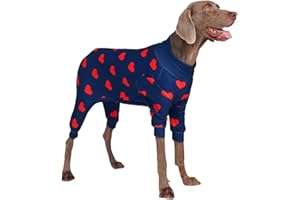 Spark Paws Piżama dla psa, bardzo miękka 4-kierunkowa rozciągliwość, kombinezon rekreacyjny po operacji, piżama dla małych, średnich i dużych psów, serca, rozmiar 2XL