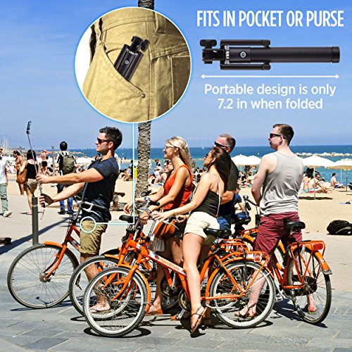 Power Theory Selfie Stick [No Bluetooth] for iPhone 6S 6 Plus 5 5s 5c + Samsung Galaxy S7 S6 S5 S4 S3 Android/Apple Phones (Black)