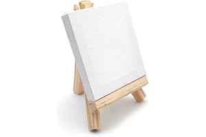 LEDDY LIVING Mini-Staffelei aus Holz mit Leinwand 8 x 8 cm – Set zum Malen und Dekorieren – ideal für Hochzeiten, Partys und kreative Veranstaltungen