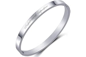 AURSTORE® Bracelet Jonc Fin en Acier Inoxydable 316L avec Message Phrases d'Inspiration Largeur 4 mm Plusieurs Messages au Choix Couleurs Argenté