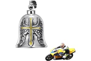 RHHGHY Clochette Moto Guardian Ride Bell, Acier Inoxydable Cloche de Moto Cloche de Gardien, Moto en Forme d'ange Gardien à Suspendre, avec Anneau Suspendu, pour Moto Accessoire, Porte Clés