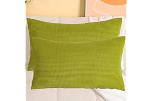 SWJ-swjssb Stretch Kissenbezüge Aus Kord - Quadratisch & Rechteckig, 2er Set Sofa Kissenbezug Mit Reißverschluss, Kissenhülle Für Kopfkissen, Zier - & Sofakissen(Emerald Green,50x60 cm Set of 2)