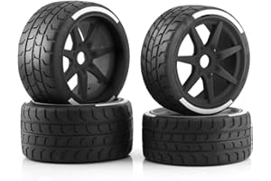 KEEDA Lot de pneus RC 1/7 et roues en plastique - Jante hexagonale de 17 mm - Mise à niveau pour modèle de voiture et camion ARRMA Felony FSR RC 1:7 - Noir