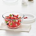 Borosil 350 ml Serving & Mixing Borosilicate Glass Bowl with White Lid | Multipurpose Bowl for Kitchen & Dinning | Transparent Bowl for Mixing Dough, Salad, Batter, Pasta | Microwave & Dishwasher Safe