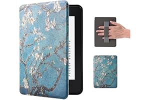 DEESOOCO Funda para Kindle de 11ª generación 2022 con magnética, 6 Pulgadas, Lector electrónico, Funda Ligera con función de Encendido y Apagado automático y Correa de Mano Van Gogh Almond Blossom