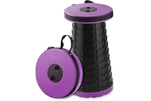 SIGNATURE SC COLLECTION Portable Telescopic Stool - Sturdy Retractable Folding Chair - Collapsible Telescoping Seat with Anti-Slip Bottom - Lightweight camping, BBQ, Travel, Hunting, Fishing Telescope Stools (Purple)