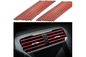 UNMOT Car Air Vent Decoration Styling Ventilation Grille Trim PVC Air Outlet Interior Strips DIY Decoration Strips for All Straight Air Vent Outlet Car Shiny (red)