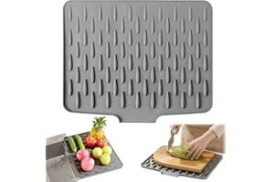 XZMCAT Alfombrilla Escurreplatos de Silicona, Plegable Alfombrilla Escurreplatos con Salida de Drenaje, Antideslizante, Alfombra Escurreplatos para Fregaderos de Cocina, Encimeras de Baño,40 x 32,5 cm