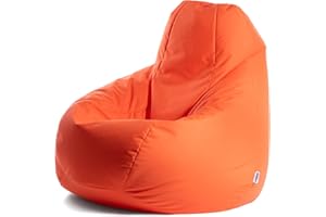 Avalon - Pouf Poltrona Sacco Gigante XXL Jive, Puffo per Sedersi Ergonomico, Pouf a Sacco in Tessuto Antistrappo e Impermeabile, Poltrona a Sacco Moderna, Made in Italy(95x95x135cm-Arancio)