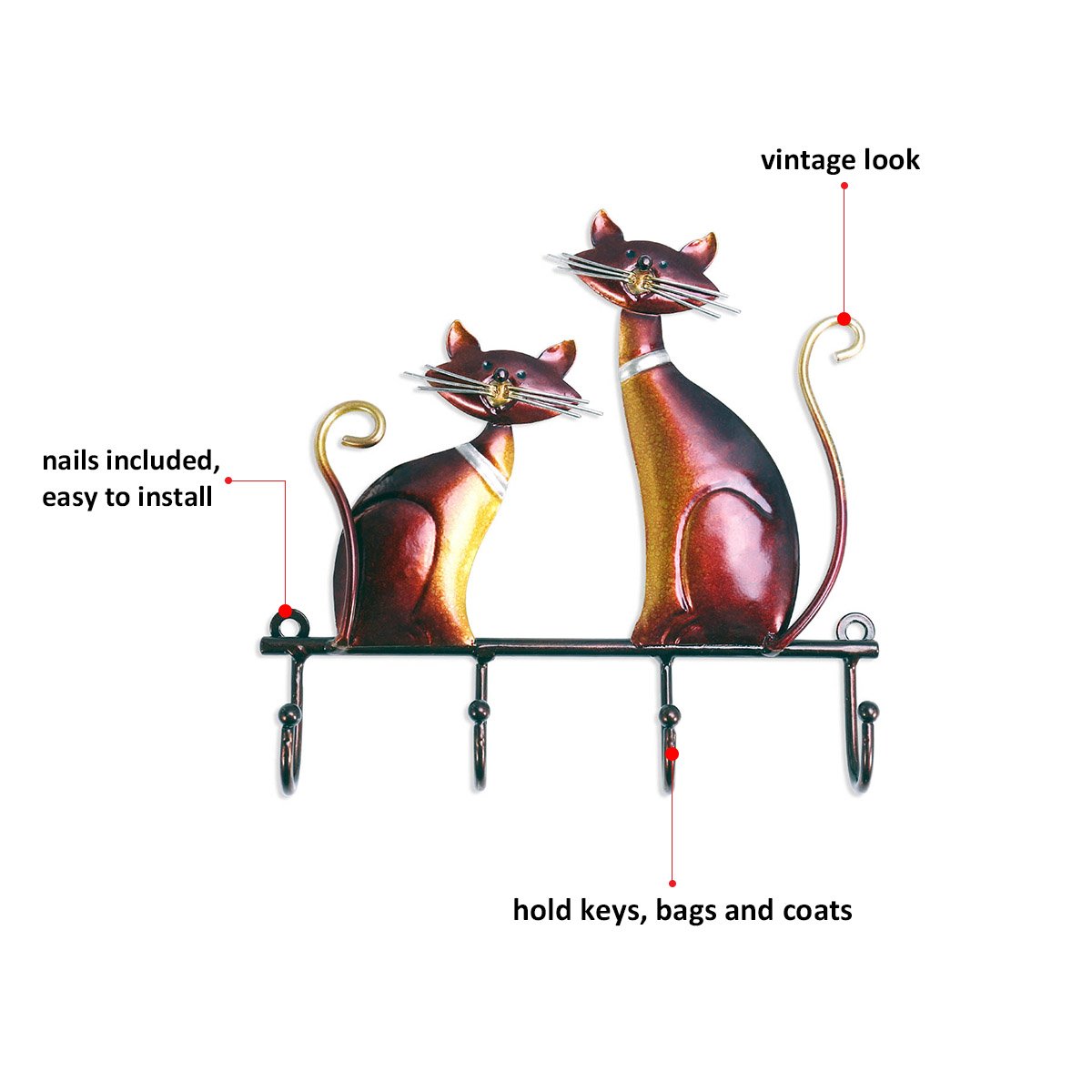 Galapara-Crochets-Porte-cls-Tableau-des-cls-Rtelier--Cl-Cintre-Portemanteau-Patre-Crochet-Chat-Dco-Murale-Mtal