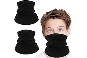 ARROMI 2 Pack Snood, Neck Warmer Kids, Kids Scarf, Fleece Windproof Neck Gaiter Face Covering Mask Scarf Multifunctional Headwear for Boys and Girls Outdoor Sports
